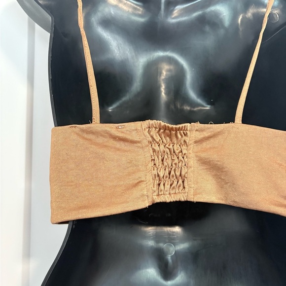 Zara Satin Bralette Bronze Festival Concert Crop Top Size Medium - Picture 2 of 7